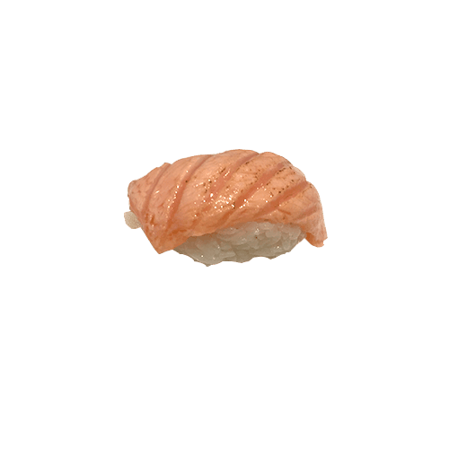 Flamed salmon nigiri